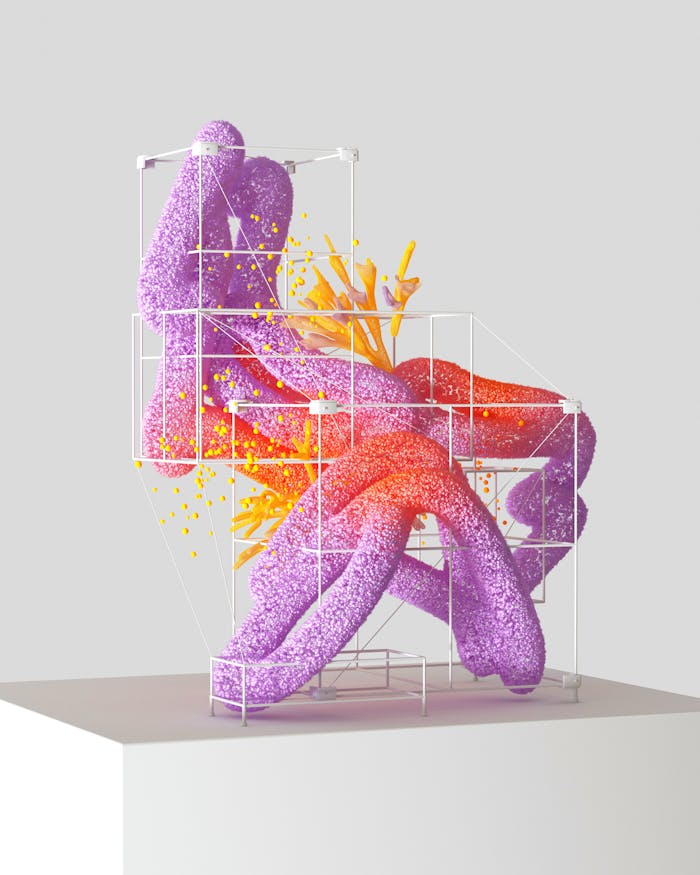 team-04 Colorful abstract 3D rendering showcasing AI and organic growth.